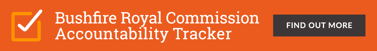 Bushfire Royal Commission Accountability Tracker Banner: Click to find out more (Desktop Banner)